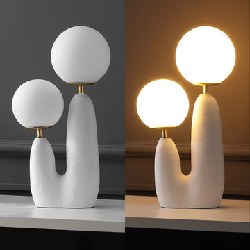 Oda 17.75" 2-Light Modern Bohemian Resin/Iron/Frosted Glass Danish Cactus LED Table Lamp - JONATHAN Y